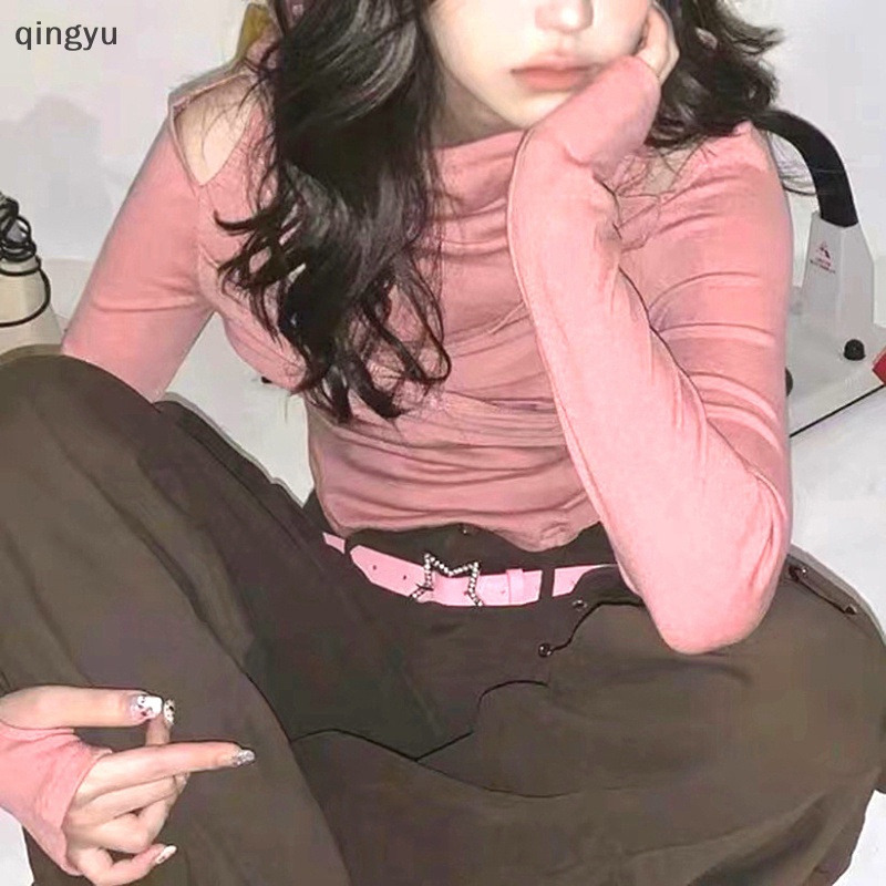 Thắt Lưng Da PU Màu Hồng Đính Ngôi Sao Năm Cánh Bằng Kim Loại Cho Nữ