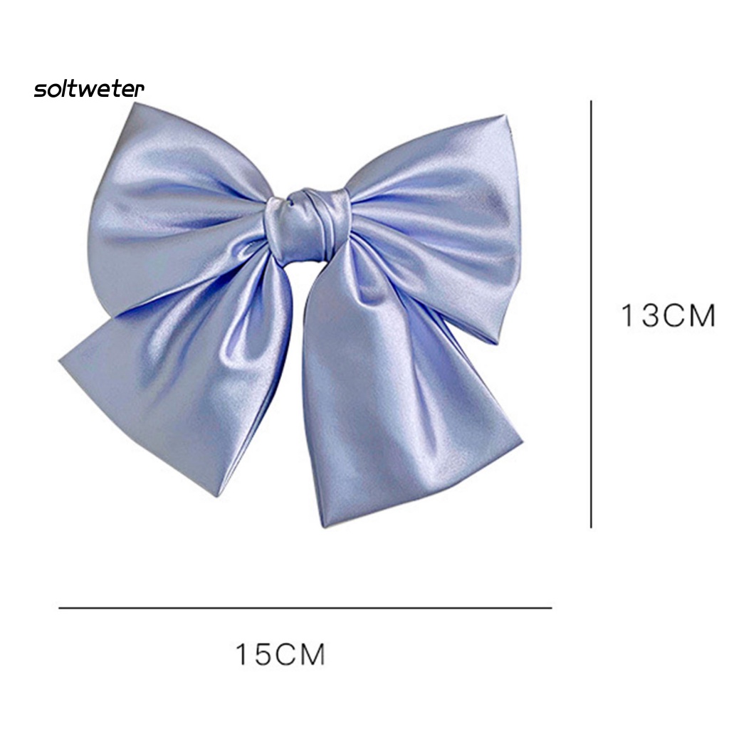Kẹp Tóc Đính Nơ Bằng Vải Satin Cỡ Lớn Thời Trang Cho Nữ