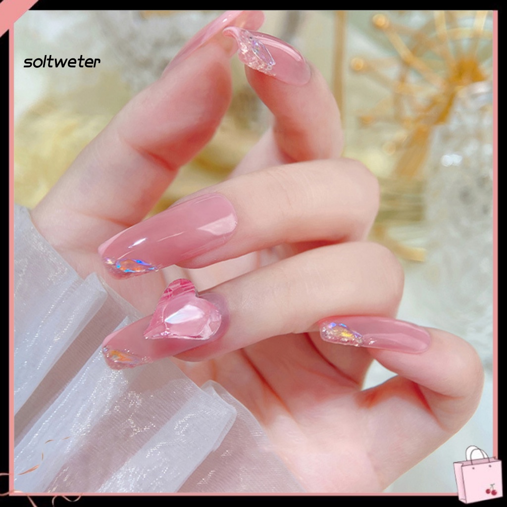 Bộ 20 Phụ Kiện Trang Trí Móng Tay Hình Trái Tim Lấp Lánh Thời Trang Cho Nữ