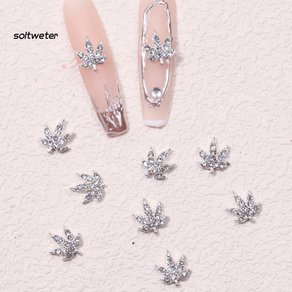 Bộ 10 Miếng Dán Trang Trí Móng Tay Hình Lá Phong DIY