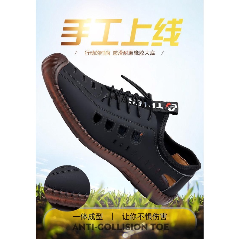 Giày Sandal Da Đế Mềm Đục Lỗ Thoáng Khí Thời Trang Mùa Hè Cho Nam