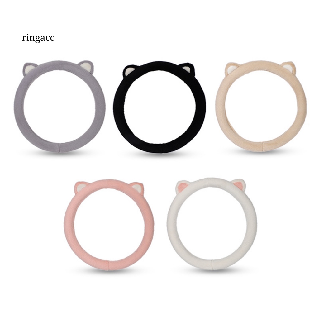 Vỏ Bọc Vô Lăng Xe Hơi Hình Tai Mèo Phủ Lông Dễ Thương Thoải Mái Chống Lạnh Trang Trí Nội Thất