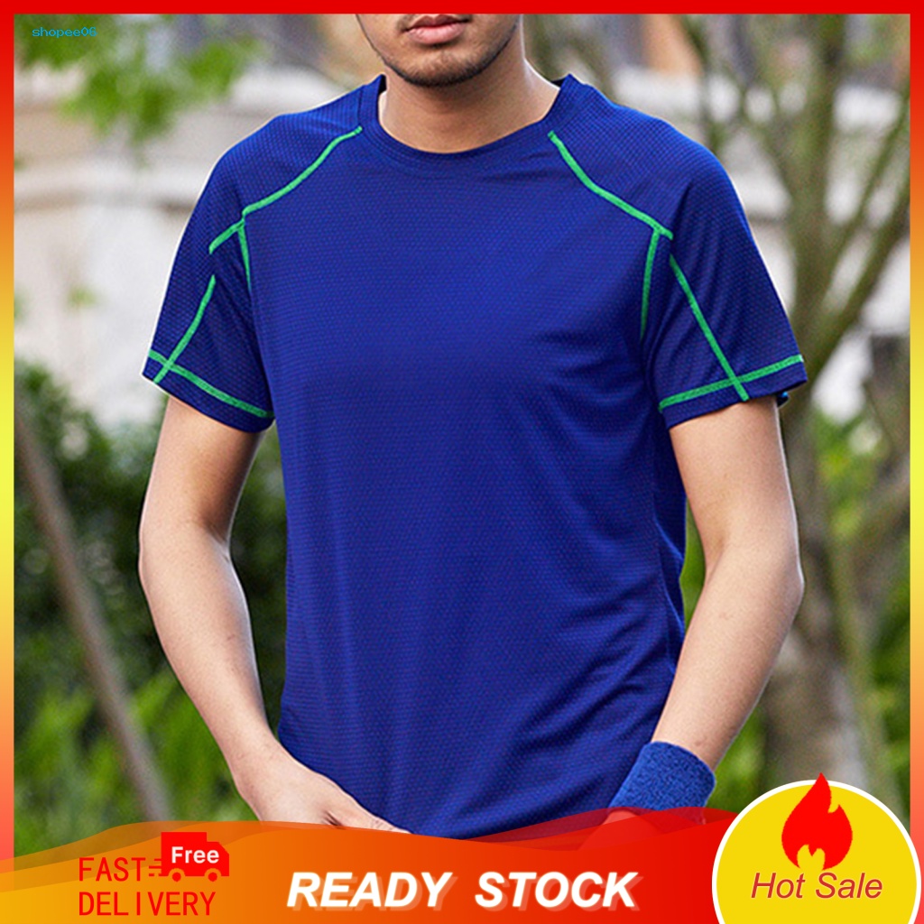 Pemg Áo Thun Thể Thao Tay Ngắn Màu Sắc Tương Phản Mỏng Nhanh Khô Thấm Hút Mồ Hôi Thoáng Khí Thời Trang Mùa Hè Cho Nam