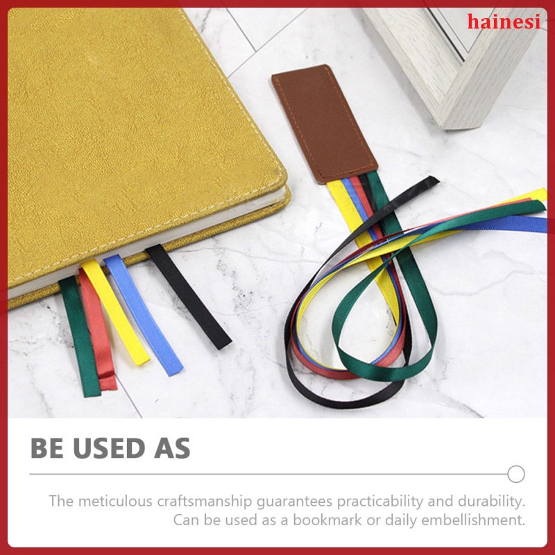 Bộ 2 Thẻ Đánh Dấu Sách Bằng Da Đính Ruy Băng Nhiều Màu Tinh Tế Trang Trí Học Sinh