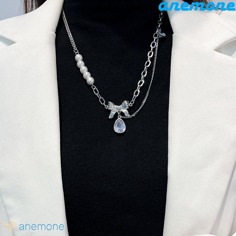 ANEMONE Vòng cổ Thép Titan Đính Đá Đơn Giản Sáng Tạo Cho Nữ