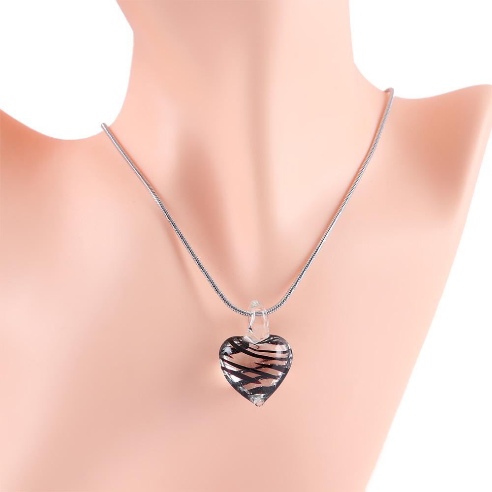 ANEMONE Vòng cổ Thép Titan Mặt Kính Họa Tiết Kẻ Sọc Phong Cách Vintage Hàn Quốc