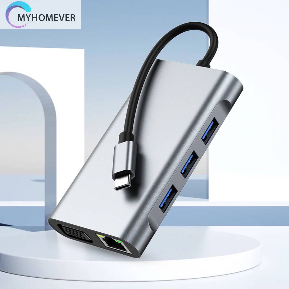 Bộ Chia Cổng Type-C 8 Trong 1 1080P 5GMbps 4K 30hz RJ45 100M 100W PD Chất Lượng Cao