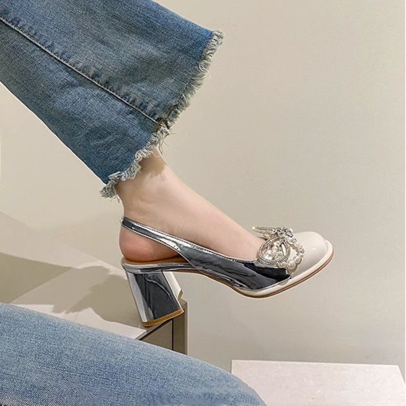 Giày Cao Gót Đế Thô Đính Nơ Nhiều Màu Sắc Đa Dạng Hợp Thời Trang