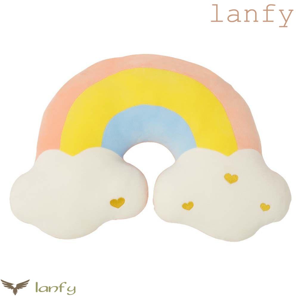 LANFY Gối Nhồi Bông Hình Ngôi Sao / Mặt Trời Màu Cầu Vồng Mềm Mại Trang Trí Ghế Sofa