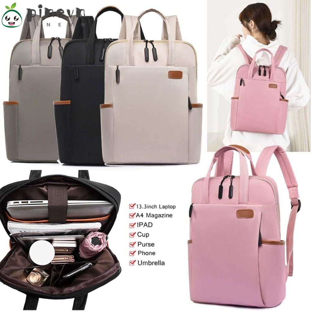 PINEVN Balo Vải Oxford Đựng Laptop Chống Thấm Nước Màu Đen / Kaki / Hồng / Be Dung Tích Lớn Thời Trang Cho Nữ