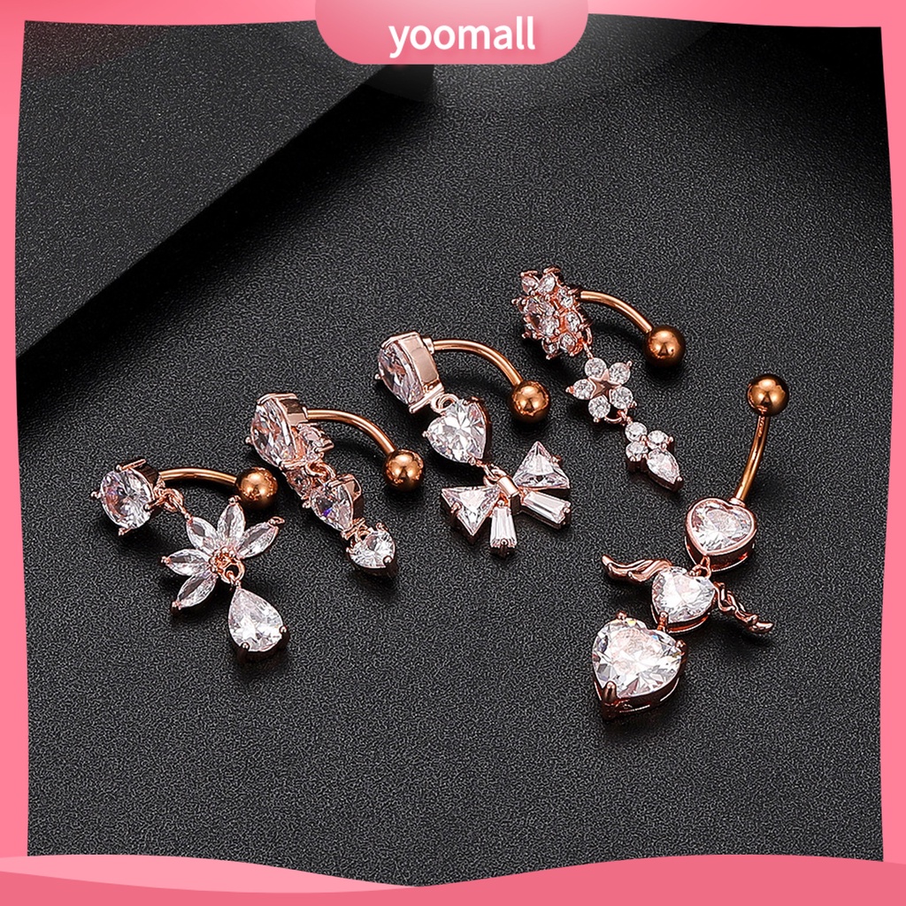 1 Khuyên Rốn Hình Hoa Đính Đá Zircon Quyến Rũ Cho Nữ