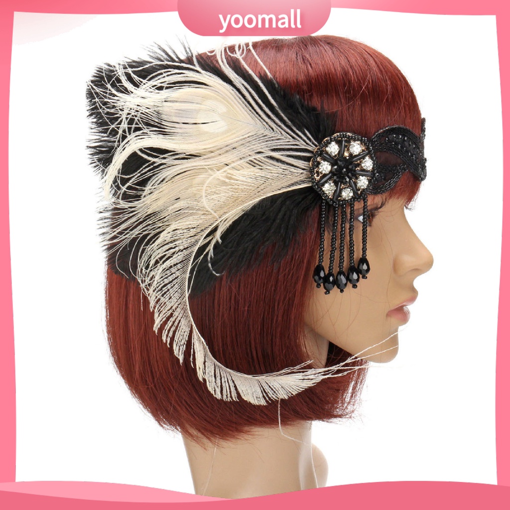 Băng Đô Cài Tóc Đính Lông Vũ Và Đá Lấp Lánh Cho Cô Dâu