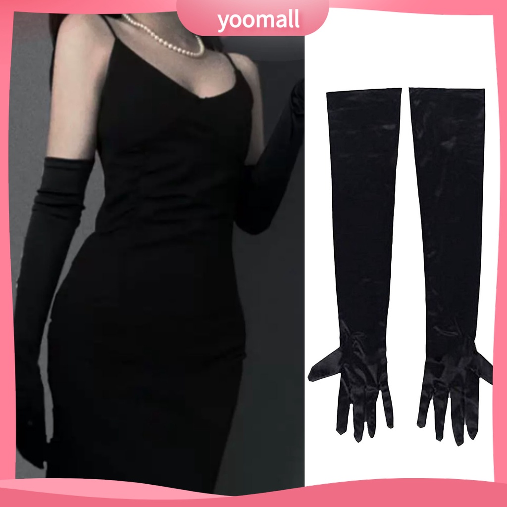 1 Đôi Găng Tay Dài Đến Khuỷu Tay Bằng Vải Satin Siêu Mềm Co Giãn Không Phai Màu Trang Trí Tiệc Cưới Cho Nữ