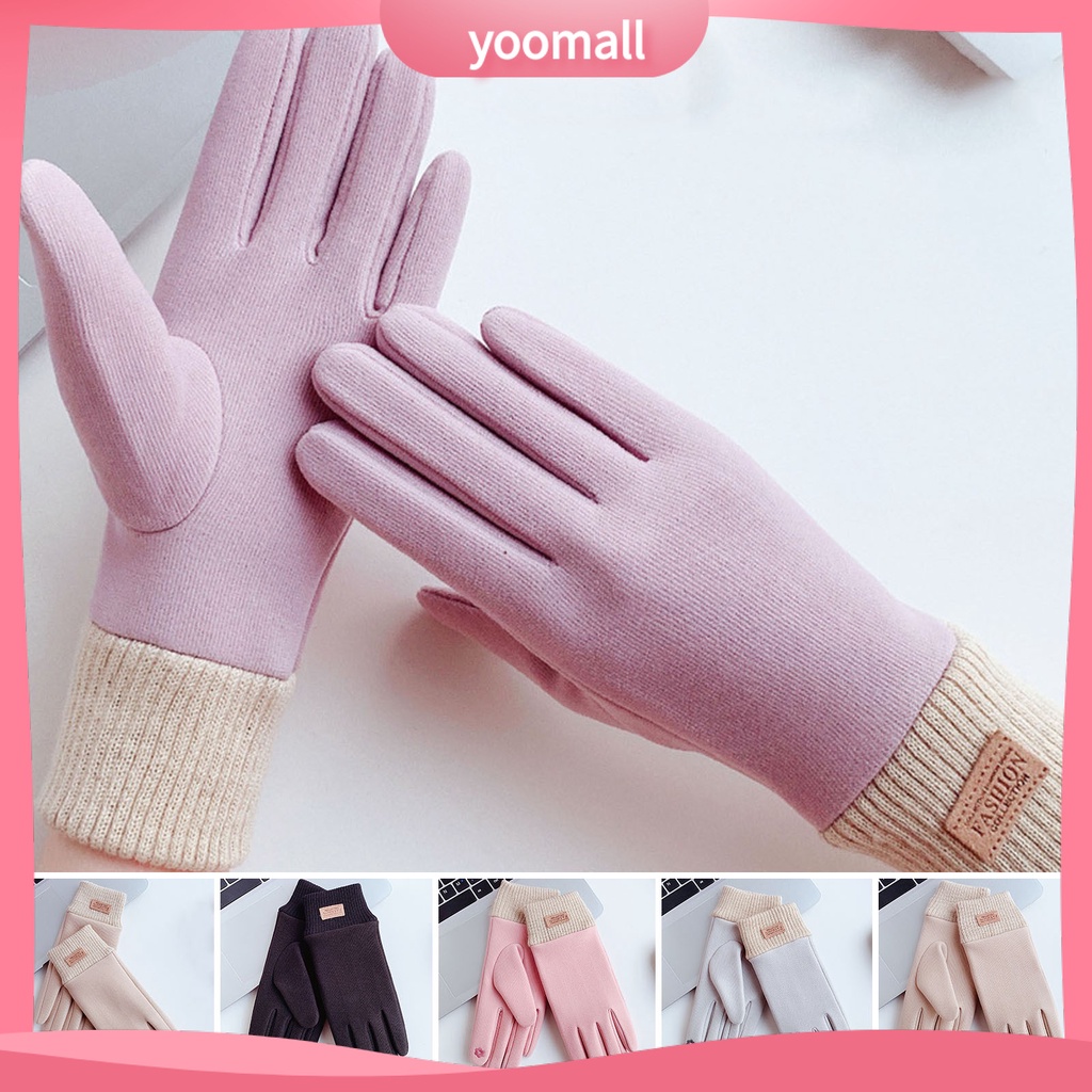 1 Đôi Găng Tay Giữ Ấm Mùa Đông Mềm Mại Thêu Họa Tiết Tinh Tế Chống Gió Cho Nữ