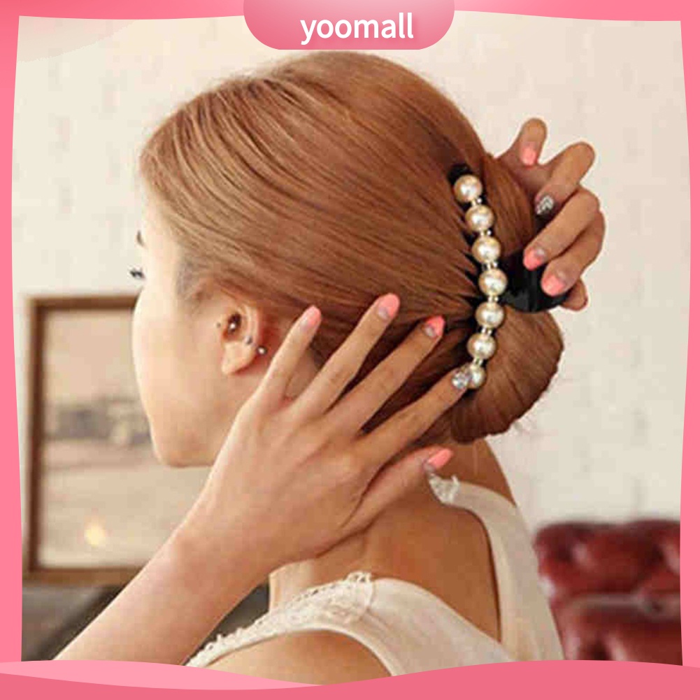 Kẹp Tóc Đính Đá Ngọc Trai Giả Màu Trắng Thời Trang Dành Cho Nữ