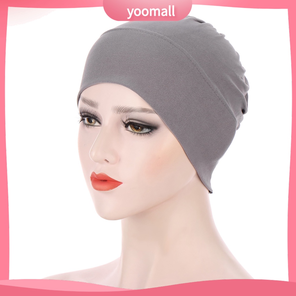 Mũ Turban Trùm Đầu Co Giãn Màu Trơn Cho Nữ