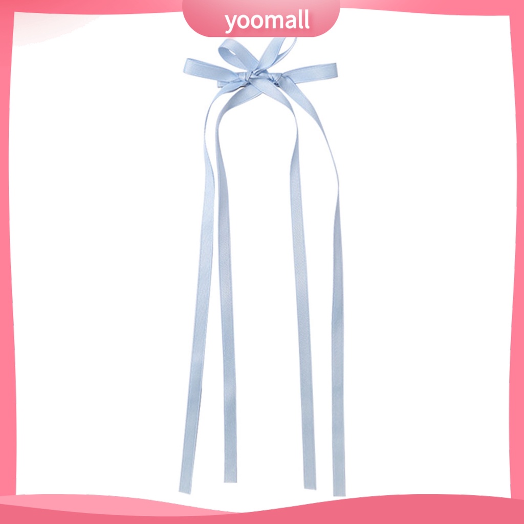 Kẹp Tóc Thắt Nơ Ruy Băng Màu Trơn Hai Lớp Chống Trượt Trọng Lượng Nhẹ Cho Nữ