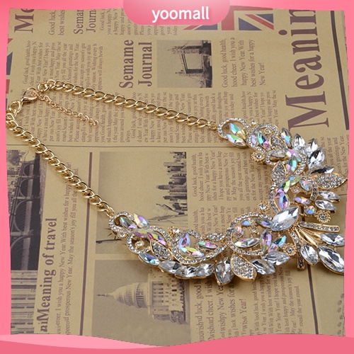 [YM] Vòng Cổ Choker Hình Hoa Đính Kim Cương Giả Nhiều Màu Sắc