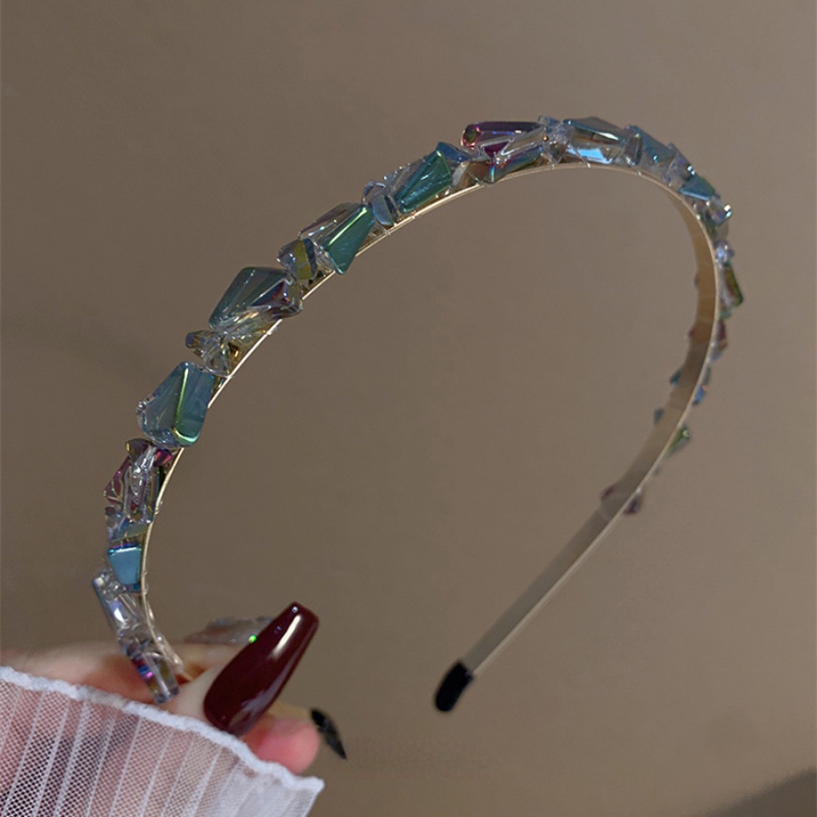 Băng Đô Cài Tóc Bằng Hợp Kim Mỏng Đính Pha Lê Sang Trọng Phong Cách Hàn Quốc Cho Nữ