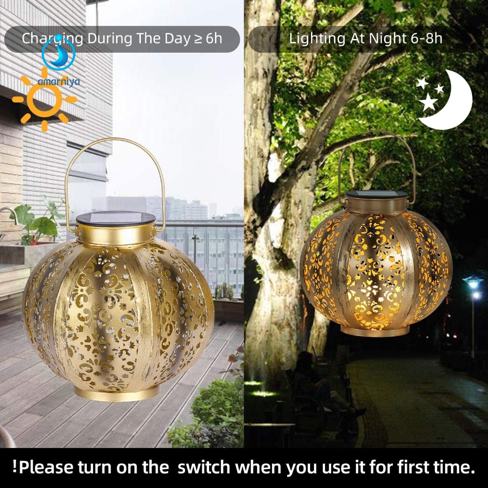 Đèn Lồng Năng Lượng Mặt Trời Chống Thấm Nước IP44 Treo Trang Trí Sân Vườn
