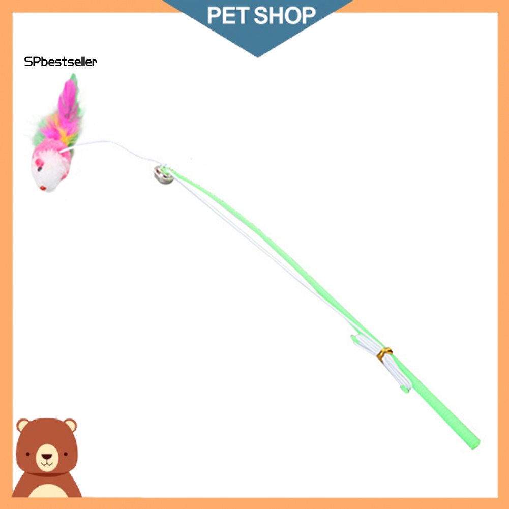 Đồ Chơi Cần Câu Đính Lông Vũ Hình Chuột Dễ Thương Cho Mèo Cưng