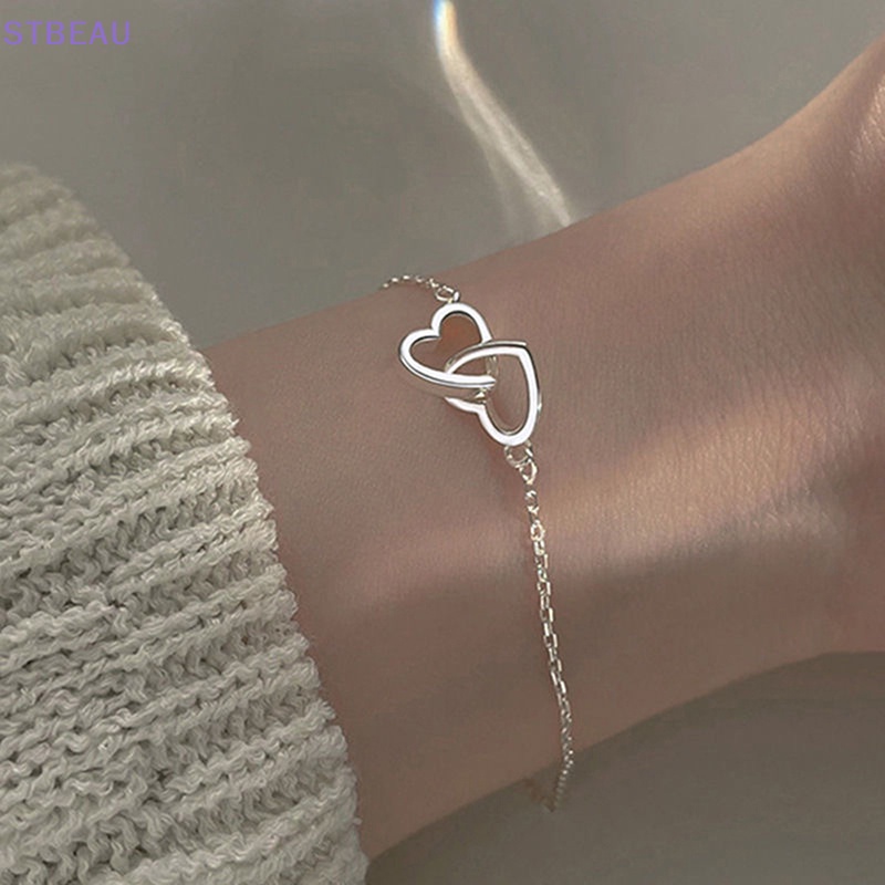[Cxsteau] Mới Vòng Tay Dạng Chuỗi Xích Rỗng Mặt Hình Trái Tim Thanh Lịch Cổ Điển Cho Nữ