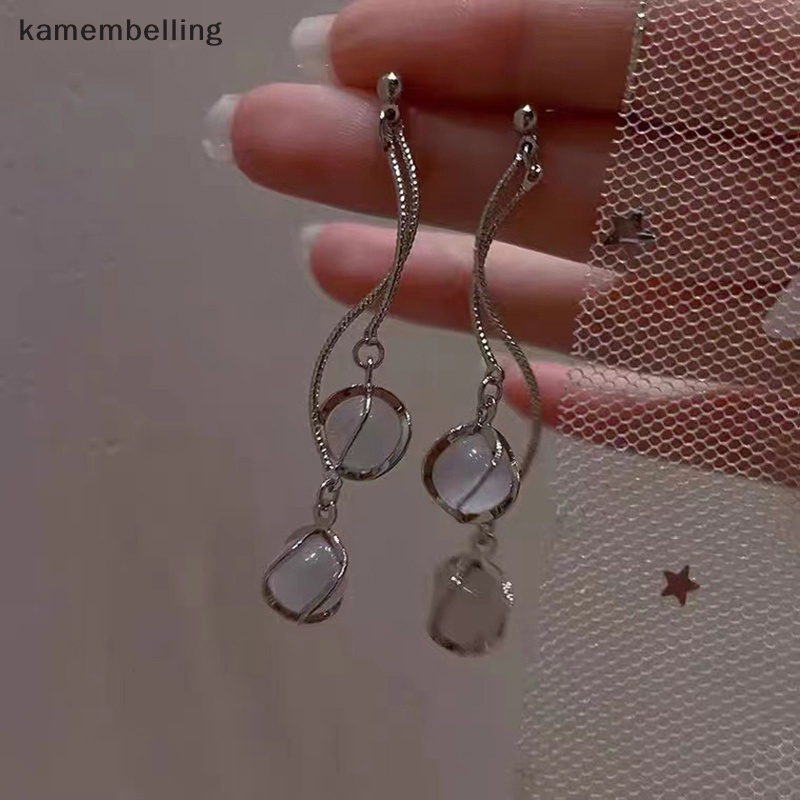 Đôi Khuyên Tai Dài Đính Đá Thời Trang Thanh Lịch Cho Nữ