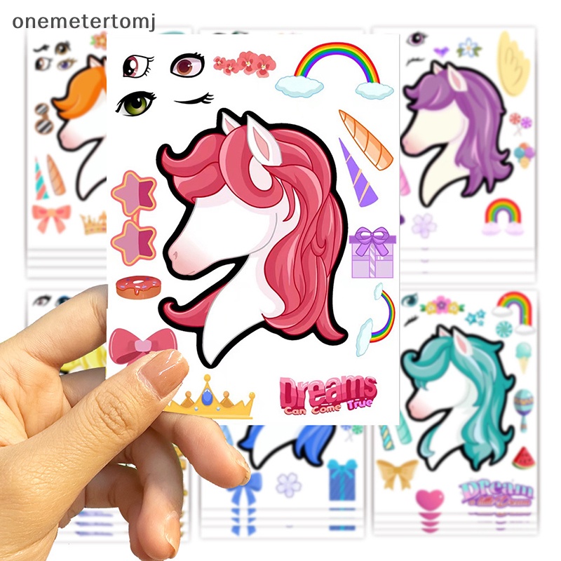 Set 8 Miếng Dán Hình Kỳ Lân DIY Dễ Thương Cho Bé