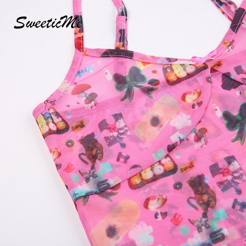 Áo Tank Top Cổ Chữ V Dáng Ôm In Họa Tiết Đính Nơ Thời Trang 2023 Cho Bạn Gái