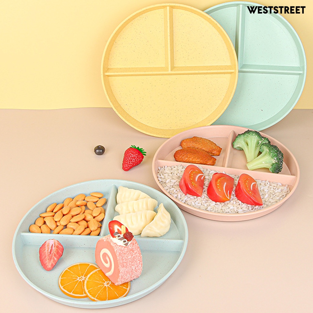 Đĩa Đựng Thức Ăn Chia Ba Ngăn Giảm Cân Không Vỡ Dành Cho Trẻ Em