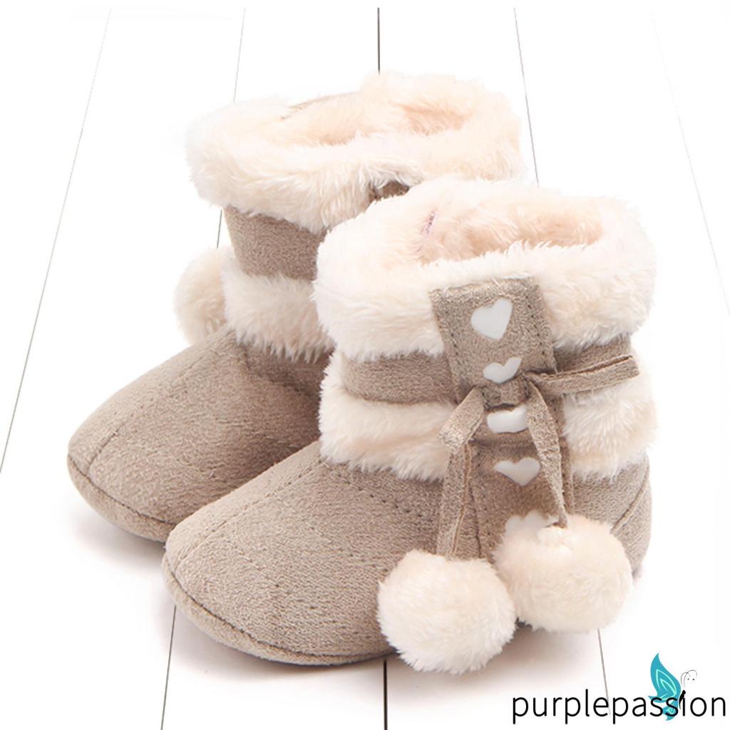 Đôi Bốt Bông Giữ Ấm Đính Nơ Dễ Thương Cho Bé Gái