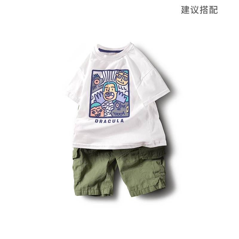 Áo Thun Cotton Trung Tính Dáng Rộng Tay Ngắn Mùa Hè 2023 Mới Cho Bé Trai