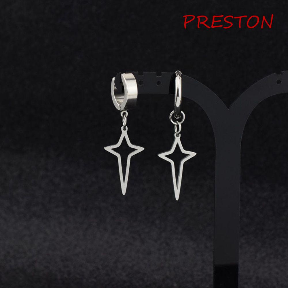 PRESTON Bông Tai Dạng Vòng Hình Thánh Giá / Ngôi Sao Thời Trang Cho Nam Và Nữ