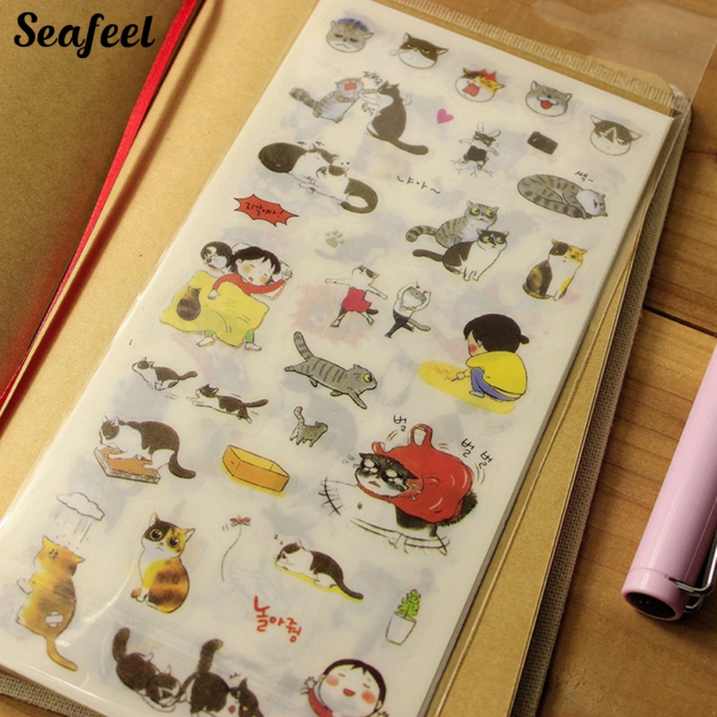 Set 6 Tấm Hình Dán Mèo Dễ Thương Trang Trí Scrapbook