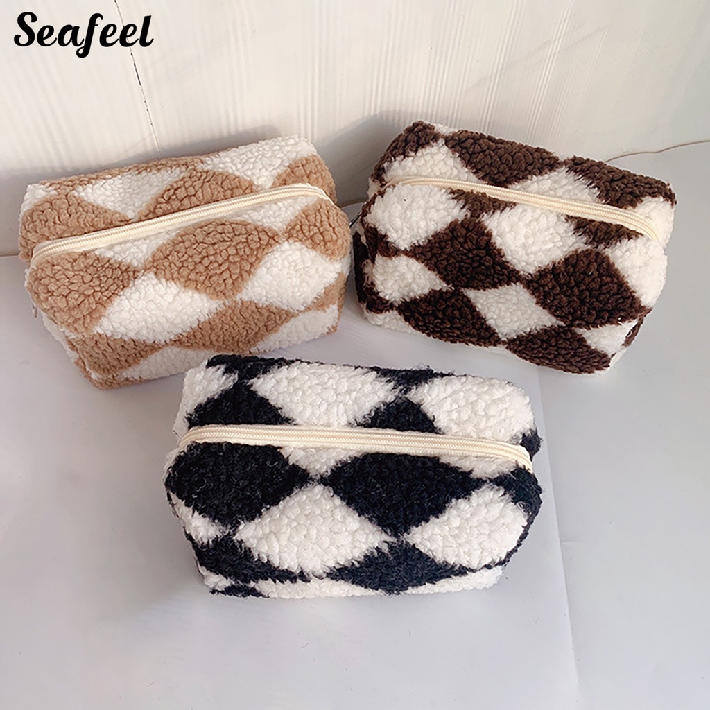 Túi Đựng Đồ Trang Điểm Sức Chứa Lớn Bằng Vải Lông Mềm Mại Cho Nữ