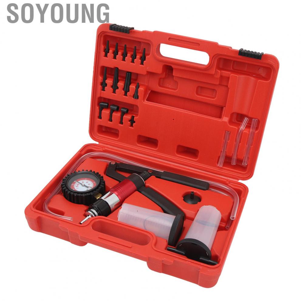 Soyoung Brake Bleeder Kit Easy To Read Hand Held Vacuum Pressure Pump Tester High Precision Convenient 0‑26 Inhg for Truck