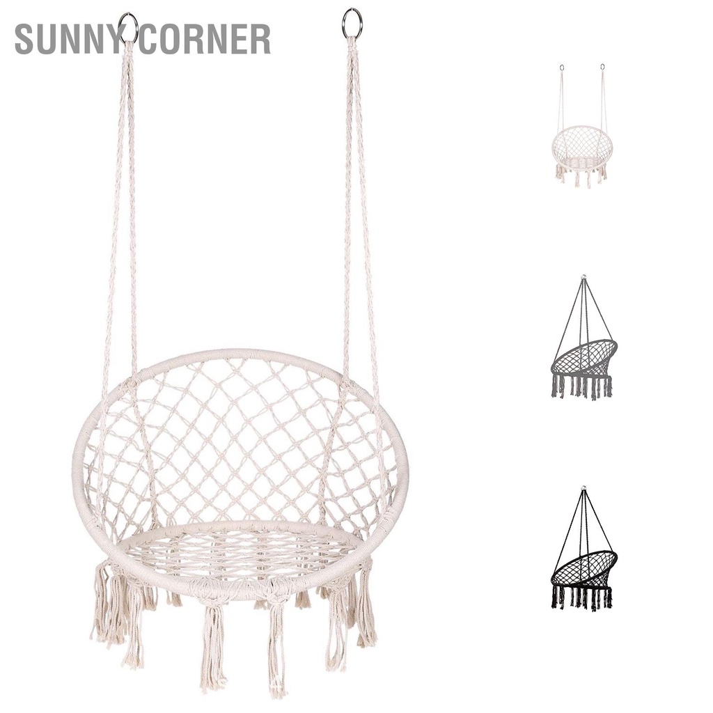 Sunny corner Có hàng sẵn Ghế Võng Xích Đu Macrame Lưới Dệt Kim Treo Sân Thượng Ban Công Vườn Phòng Khách