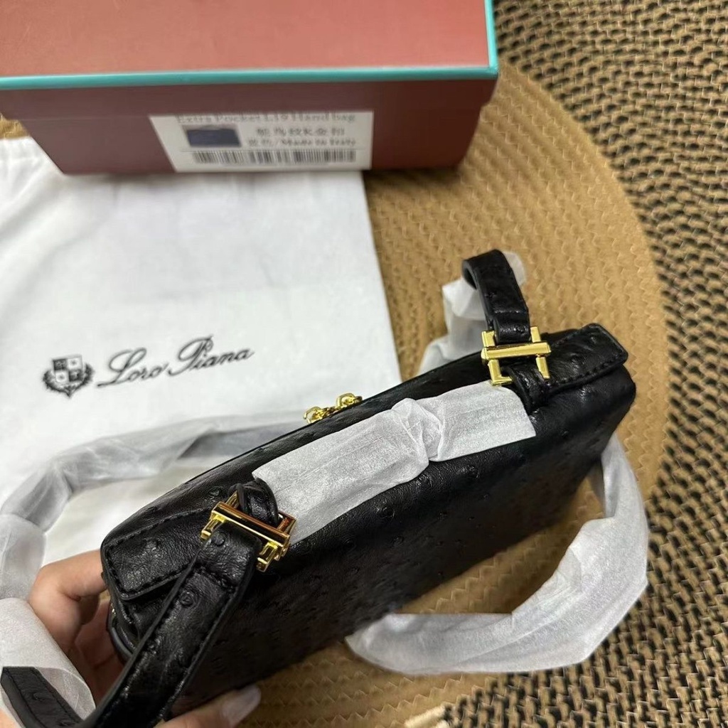 Túi Xách Nữ Loro*Piana Gigi Cùng một loại Lp19 Túi Hộp Cơm Thời Trang Túi Đeo Vai Da Bò Đầu Tiên Với Họa Tiết Lông Vũ