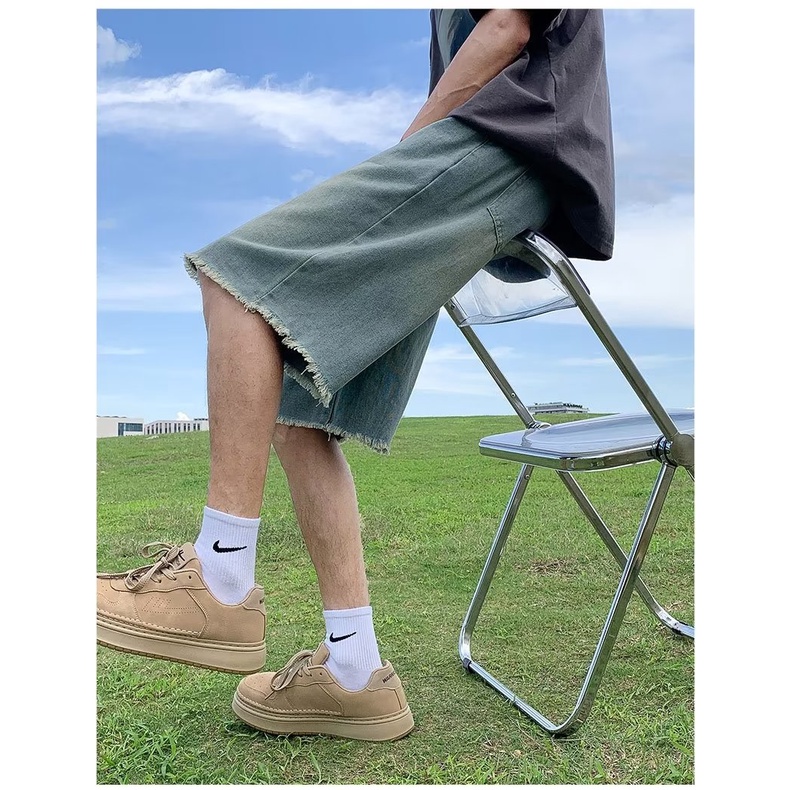 Quần Short Denim Ống Rộng Phong Cách Đường Phố Thời Trang Mùa Hè Cho Nam