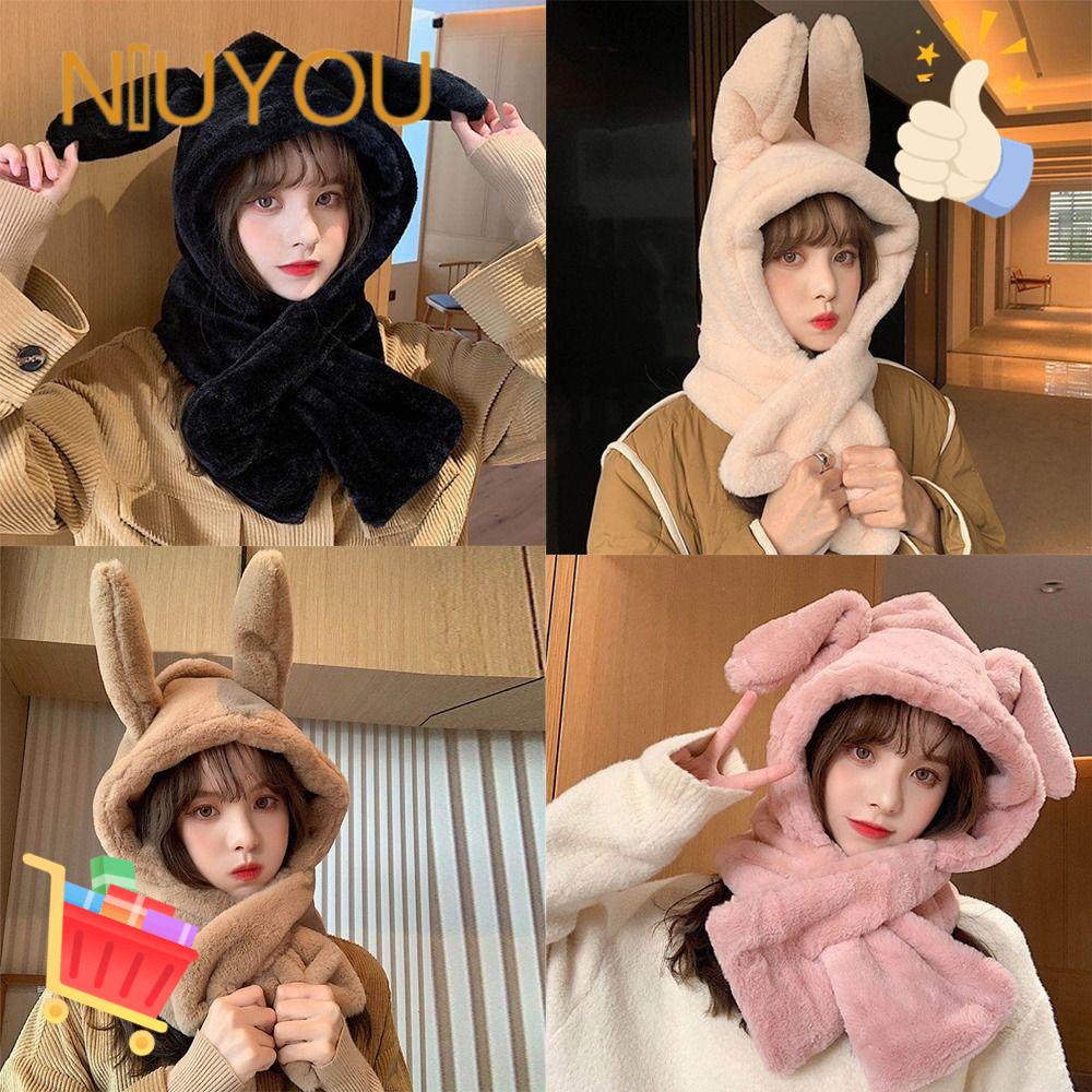 Mũ Trùm Đầu Kiêm Khăn Choàng Chống Gió Hình Tai Thỏ Dễ Thương Thời Trang Mùa Đông