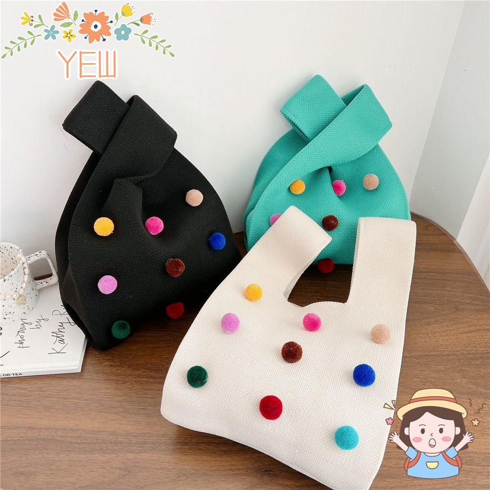 Túi Xách Đeo Vai Mini Đan Len Đính Nút Nhiều Màu Sắc Có Thể Tái Sử Dụng Cho