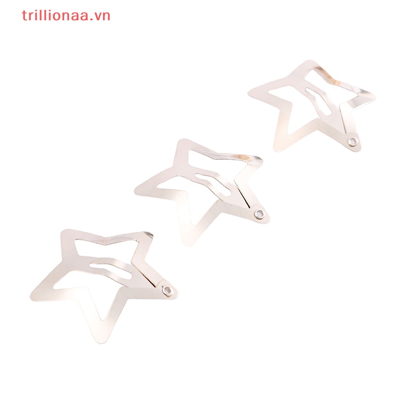 Set 4 Kẹp Tóc Hình Ngôi Sao Màu Bạc Đơn Giản Cho Nữ