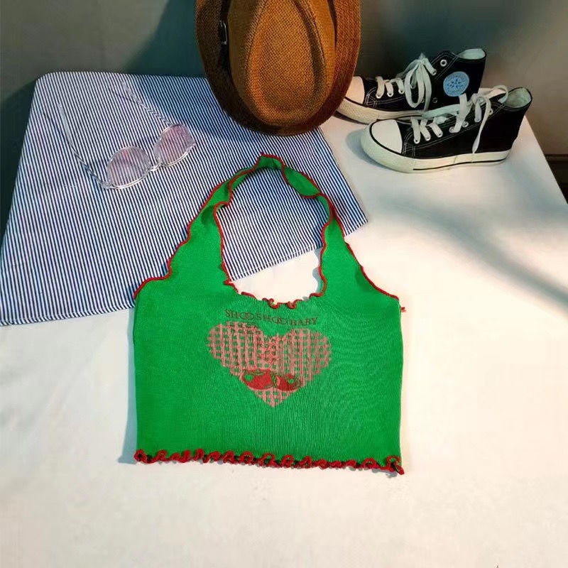 Áo Hai Dây Mùa Hè Họa Tiết Trái Tim Cho Bé Gái Mới 2023