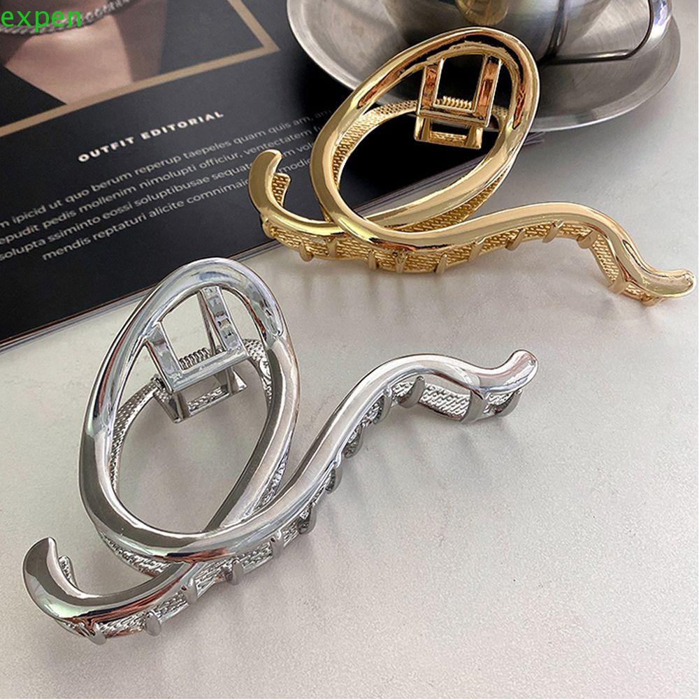 EXPEN Kẹp Tóc Đuôi Ngựa Bằng Kim Loại Thiết Kế Hình Học Thanh Lịch Cho Nữ Giá Đỡ