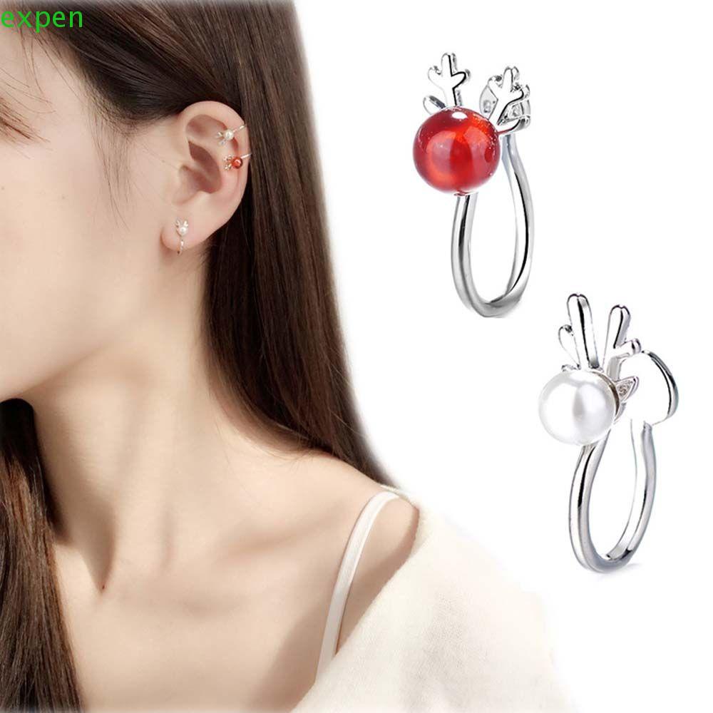 EXPEN Khuyên Kẹp Sụn Tai Đính Ngọc Trai Đơn Giản Thời Trang Phong Cách Hàn Quốc