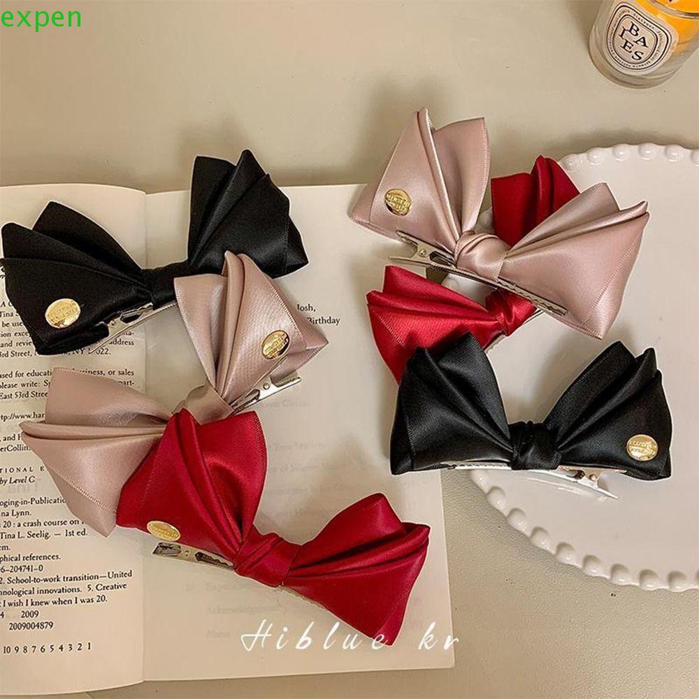 EXPEN Kẹp Tóc Nơ Satin Đơn Giản Ngọt Ngào Cho Nữ
