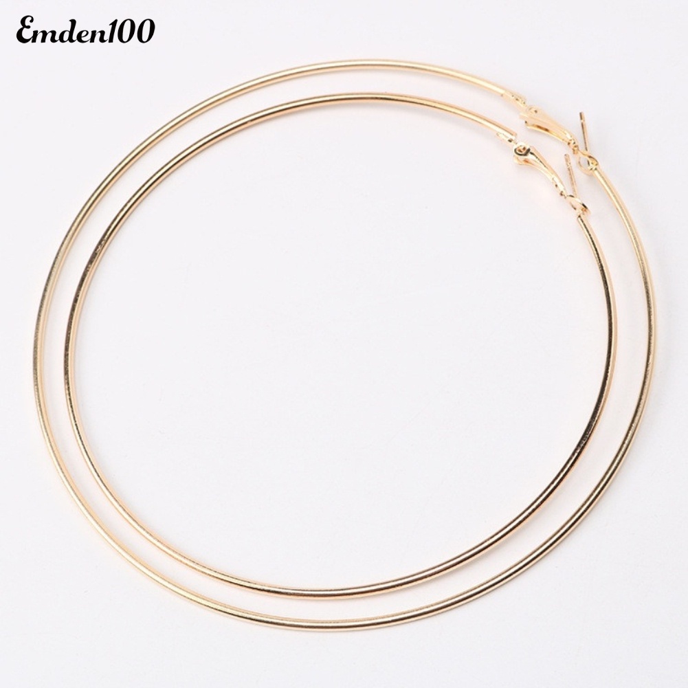 Đôi Khuyên Tai Tròn Rỗng Đơn Giản Thời Trang Cho Nữ