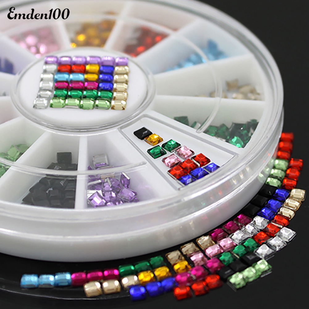 Hộp Đá Vuông 3D 3mm 12 Màu Tự Trang Trí Móng Tay