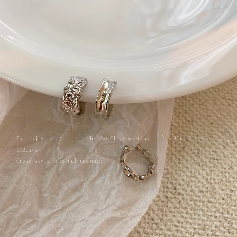 We Flower Set 3 Khuyên Tai Không Cần Xỏ Lỗ Bằng Thép Không Gỉ Họa Tiết Hình Học Thời Trang Cho Nam Và Nữ