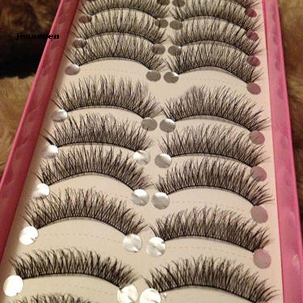 Set 10 Cặp Lông Mi Giả Màu Đen Handmade Dài Và Dày Dành Cho Trang Điểm Làm Đẹp